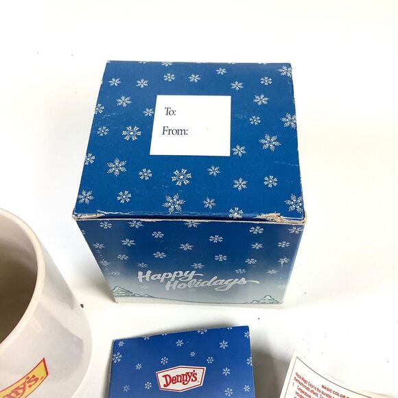 Vtg Denny's Magic Color Heat Activated ORNAMENT Mug Coffee Cup IN BOX w/ Extras! - Picture 4 of 9